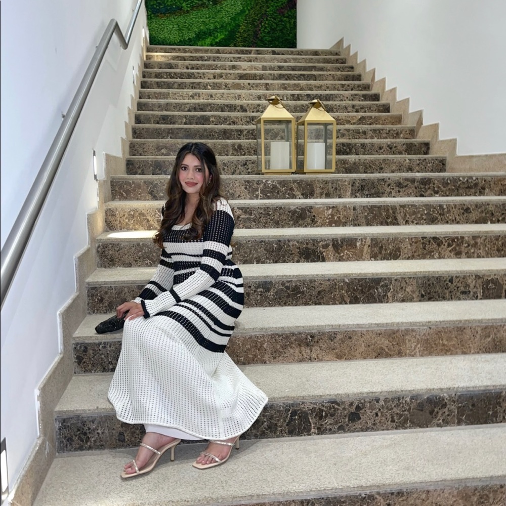 Black/White Crochet Maxi Dress